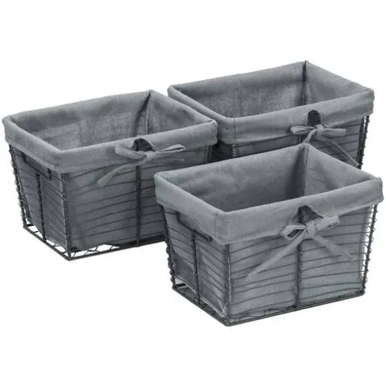 Sorbus 9" Gray Wire Baskets with Removable Liner, 3ct. {1}