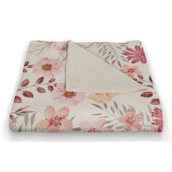 Mother's Day Florals Coral Fleece Blanket Pink {3}