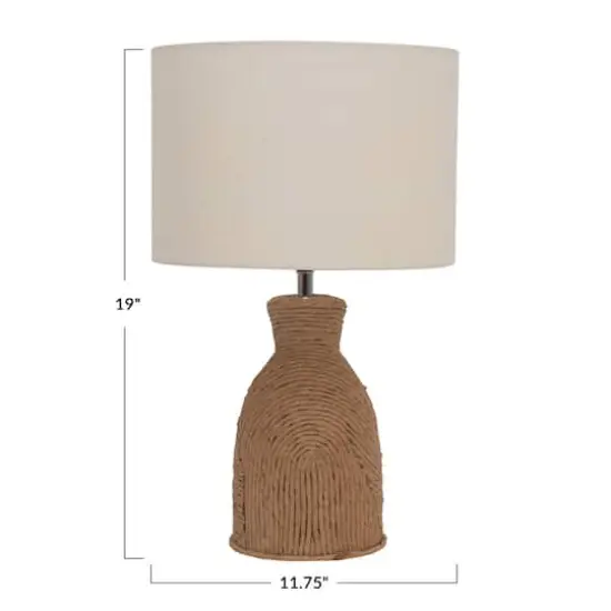 Hello Honey® 19" Paper Weaving Rope Table Lamp With Cotton Shade {3}