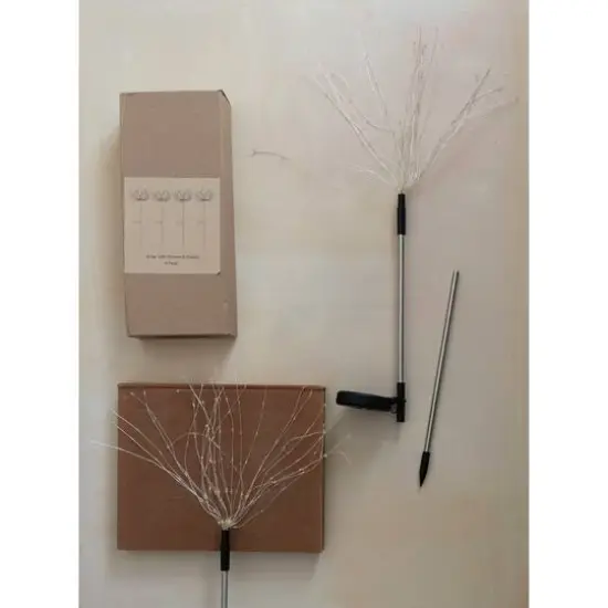 Hello Honey&reg; Black Stainless Steel Stakes with LED Solar Powered Starburst Light & 180 Lights, 4ct. {3}