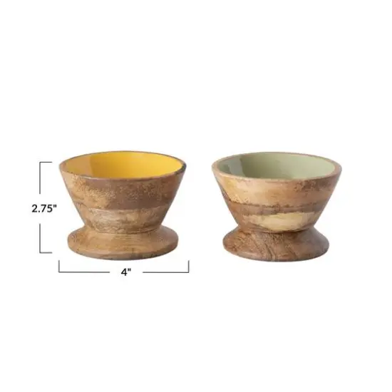 Hello Honey&reg; Enameled Mango Wood Footed Bowl Set {3}