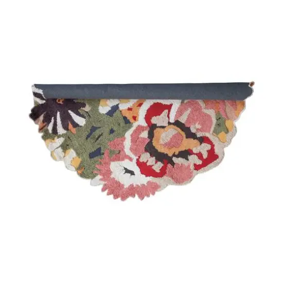 Hello Honey&reg; 4ft. Multicolor Cotton Tufted Organic Shaped Flower Field Rug {5}