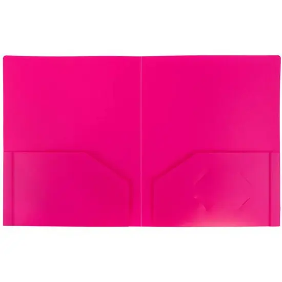 JAM Paper Heavy Duty Plastic 2-Pocket Folders, 6ct. Fuchsia {4}
