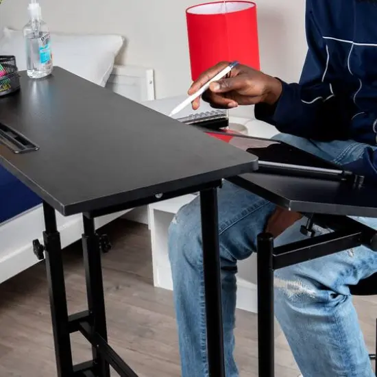 Mind Reader Black Mobile Sitting or Standing Desk {5}