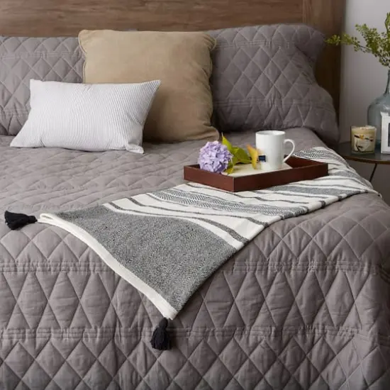 DII&reg; Black & Mineral 2-Tone Chevron Stripe Throw {7}