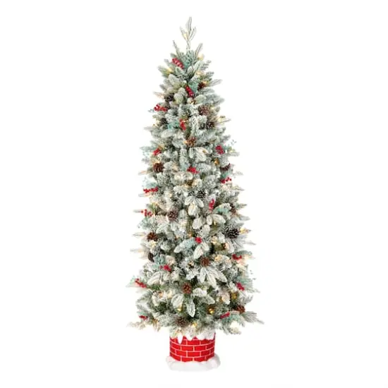 5ft. Pre-Lit Snowberry Pine Artificial Christmas Half Tree, Clear Lights {1}