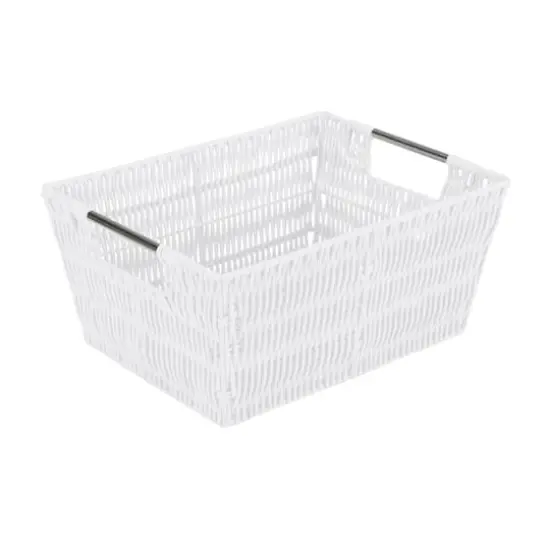 Simplify 3-Piece Rattan Tote Basket Set White {12}