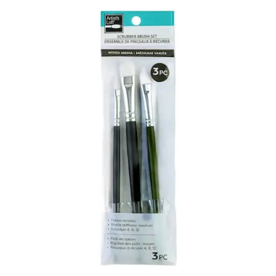 Scrubber White Taklon 3 Piece Mixed Media Brush Set by Artist's Loft&reg; {5}