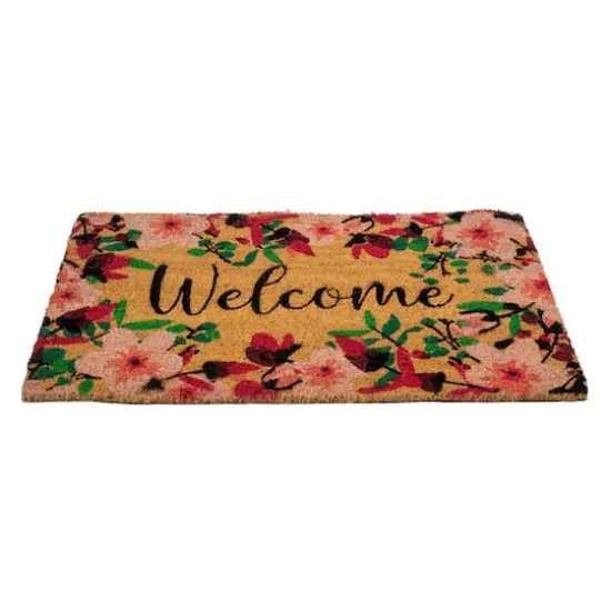 Natural Coir Blossoming Floral Welcome Doormat {4}