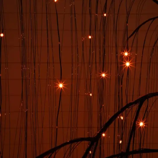 7ft. Pre-Lit Artificial Halloween Black Willow Tree with 600 Purple and Orange Dual Color LED Lights {8}