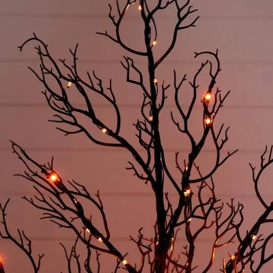 4ft. Pre-Lit Halloween Minimalist Twig Artificial Fall Tree with 160 Orange & Purple LED Lights {6}