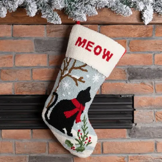 Glitzhome&reg; 20" Hooked Cat Stocking {3}