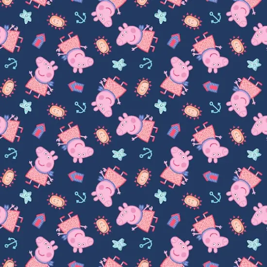 Peppa Pig Navy Peppa by The Seaside Cotton Fabric {1}