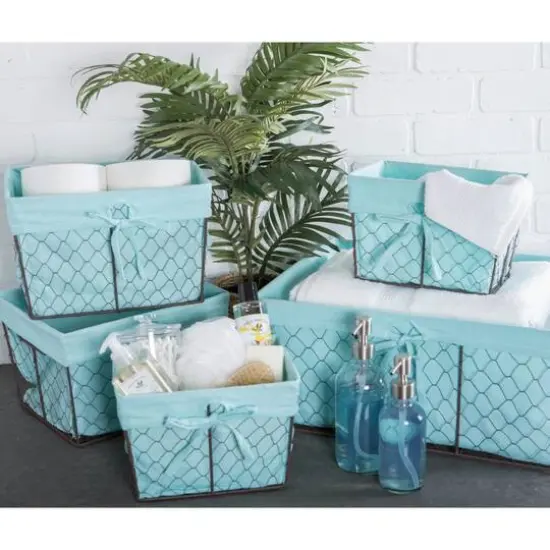 DII&reg; Chicken Wire Basket with Liner Set Aqua {3}