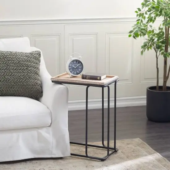 26" Beaded Edge Iron Accent Table {10}