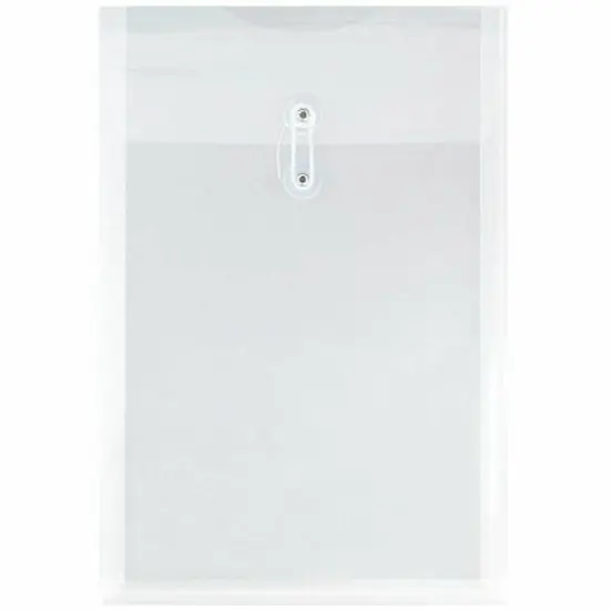 JAM Paper 10.5" x 14.5" Clear Plastic Button String Open End Envelopes, 12ct. {1}
