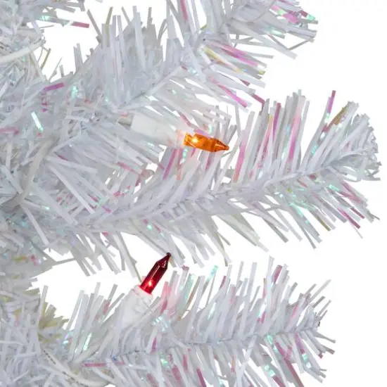 3ft. Pre-Lit White Iridescent Pine Artificial Christmas Tree, Multicolor Lights {6}