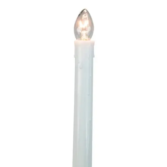 8" White C7 Candle Pathway Markers Christmas Lights With White Wire, 10ct. {3}