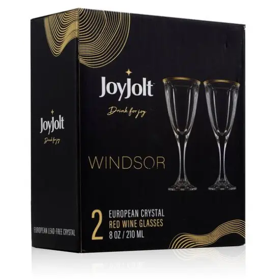 JoyJolt&reg; 8oz. Gold Rimmed Windsor Crystal Red Wine Glasses, 2ct. {8}