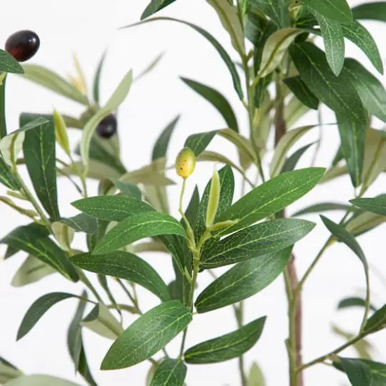 5ft. Artificial Minimalist Olive Tree in White Decorative Planter {4}