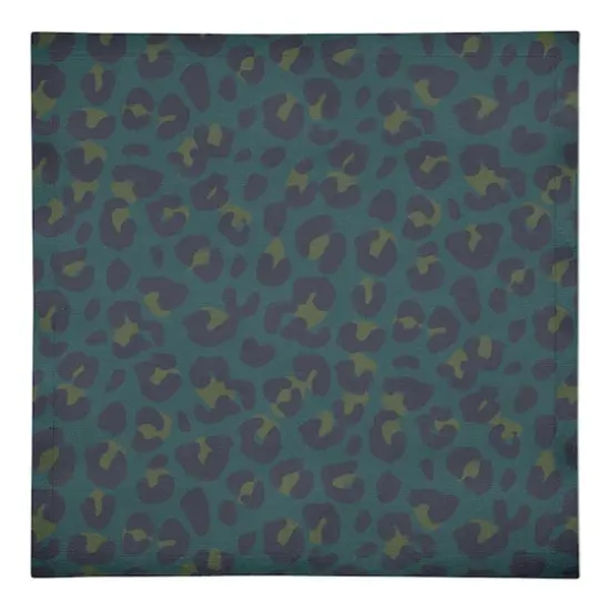 Leopard Cotton Twill Napkin Blue {1}