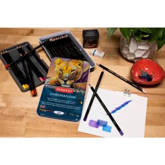 Derwent&reg; Chromaflow 24 Color Pencil Tin Set {3}
