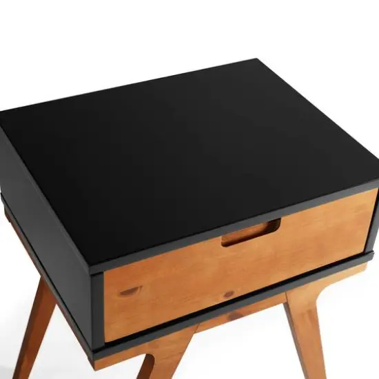 Walker Edison 20" 1-Drawer Modern Side Table Black/Caramel {7}