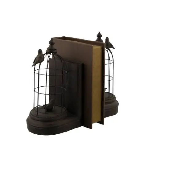 Black Metal Farmhouse Birdcage Bookends Set {4}