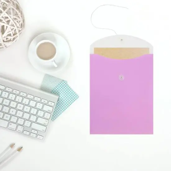 JAM Paper 9.75" x 12" Two-Tone Lilac Purple Plastic Button & String Tie Closure Envelopes, 12ct. {5}