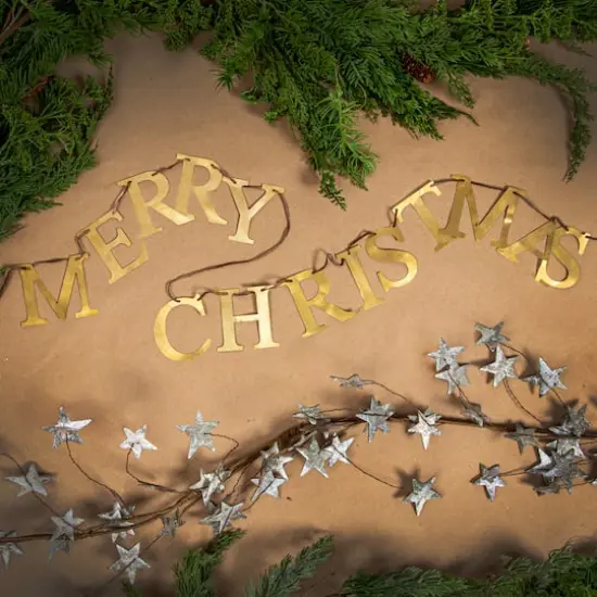 Hello Honey&reg; 6ft. Platinum Finish Glitter Star Garland {3}