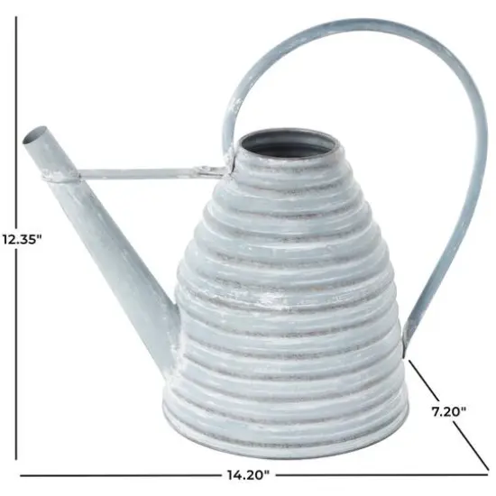 14" Gray Metal Beehive Shaped Watering Can Planter {8}