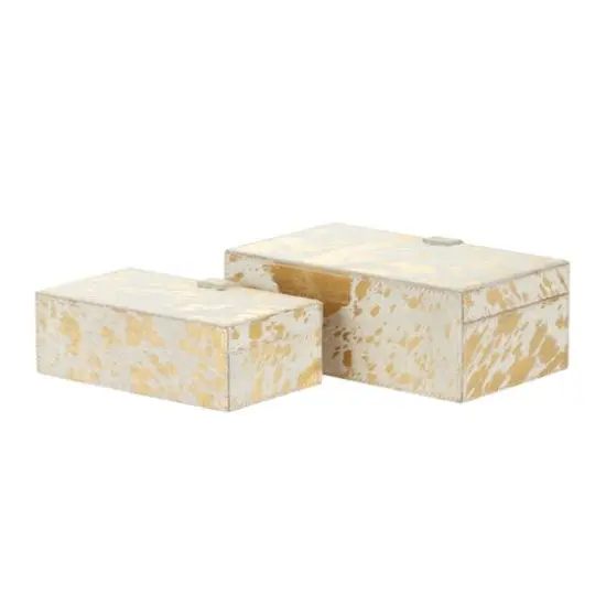 White & Gold Leather Rustic Box Set {8}
