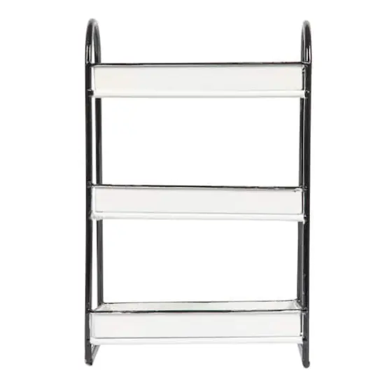 Hello Honey&reg; 15.4" Distressed White 3-Tier Metal Tray with Black Frame {5}