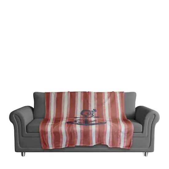 Red Stripes & Anchor Coral Fleece Blanket {4}