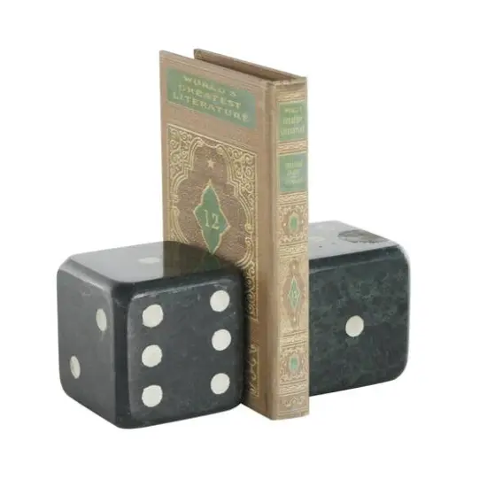 Green Marble Dice Decorative Bookends with White Accents {1}