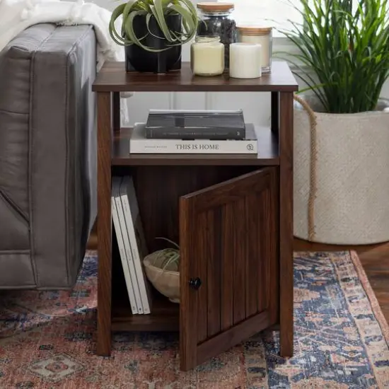 Walker Edison 18" Grooved Door Side Table Dark Walnut {6}