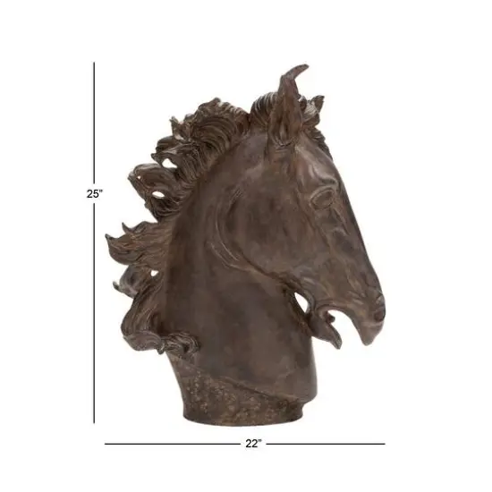25" Brown Polystone Traditional Horse Sculpture {9}