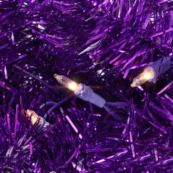 2ft. Pre-Lit Iridescent Purple Tinsel Pine Artificial Christmas Tree, Warm White Lights {6}