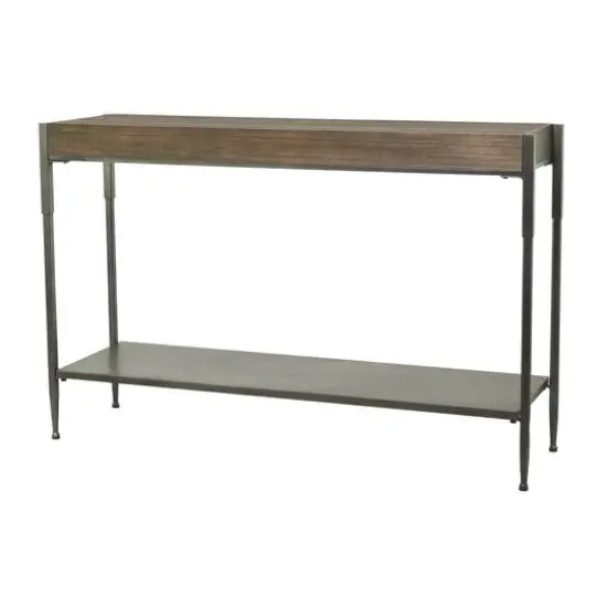 49" Brown Metal Industrial Console Table {1}