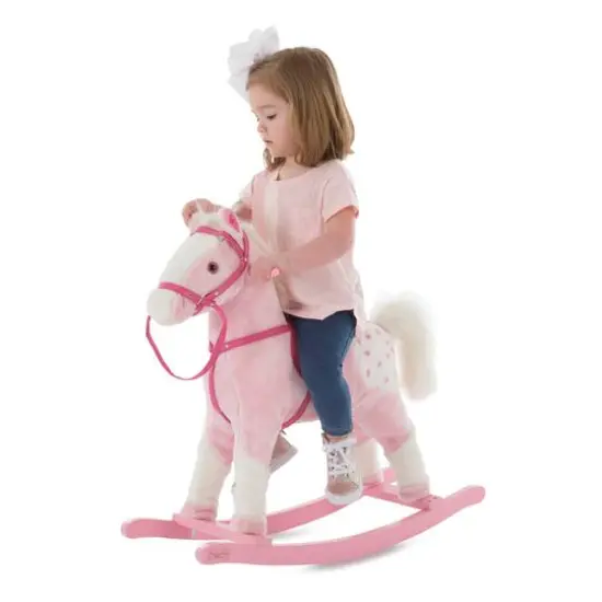 Toy Time Pink Plush Rocking Horse {6}