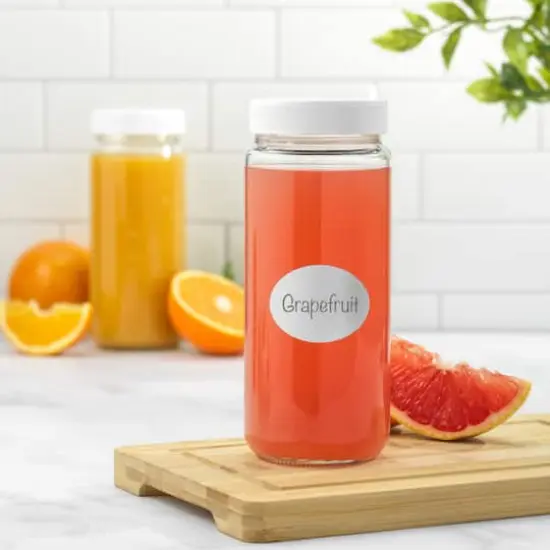 JoyJolt&reg; 16oz. Reusable Glass Juice Bottles with Lids, 8ct. White {6}