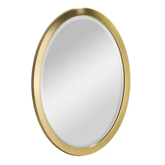 Head West Oval Brushed Gold Metal Framed Bathroom Mirror - 30" x 23" {9}