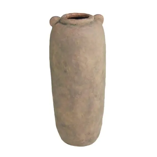 21" Brown Ceramic Distressed Terra Cotta Vase {1}