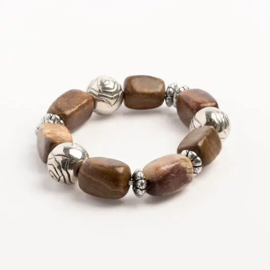 John Bead Jasper No.87 Natural Stone Stretch Bracelet {4}