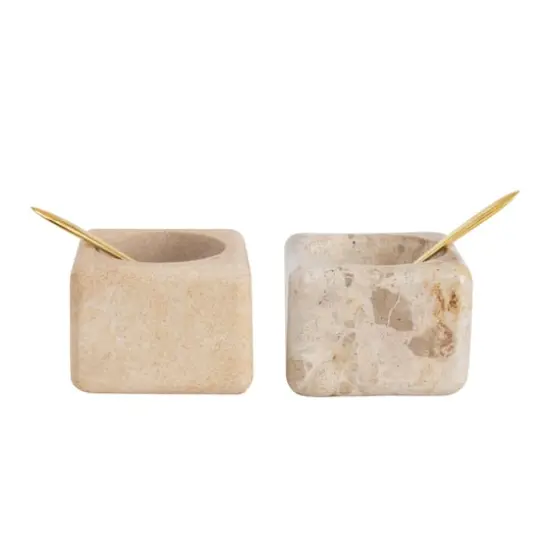 Hello Honey&reg; Marble & Sandstone Pinch Pot with Brass Spoon Set {1}