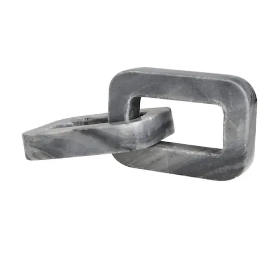 9.75" Gray Marble Geometric 2-Link Chain Sculpture D&eacute;cor {1}