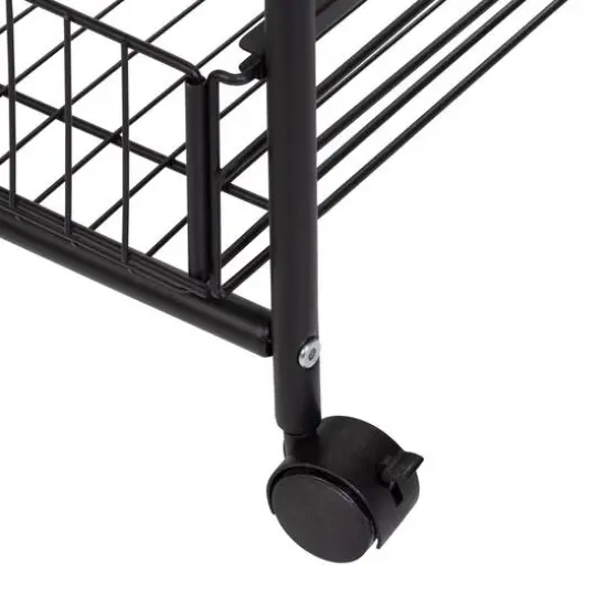 Honey Can Do Black & Natural 3-Tier Slim Rolling Cart {12}
