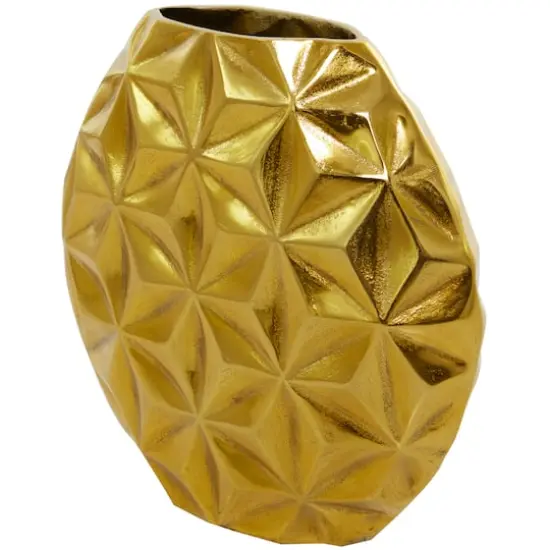 CosmoLiving by Cosmopolitan Aluminum Faceted Geometric Vase Gold {3}