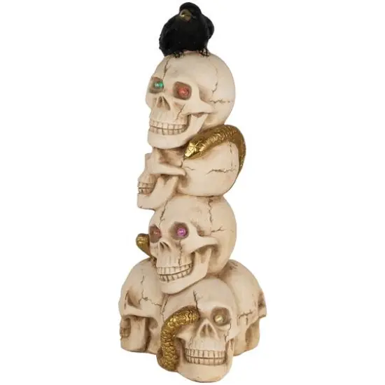 27.5" LED Skull Tower with Raven Halloween Decoration {6}