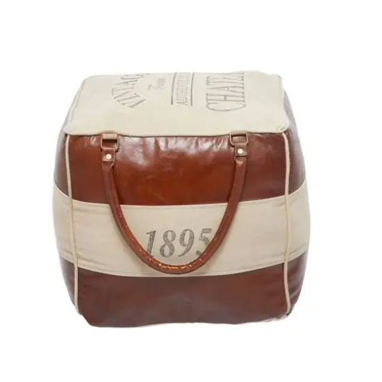 Brown Canvas Rustic Stool, 19" x 21" x 20" {7}